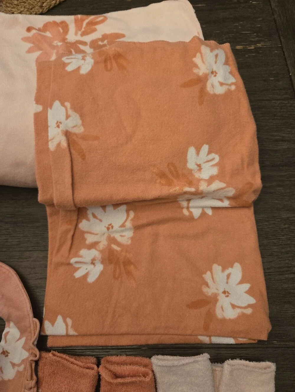 Carters Floral Peachy Coral 9 Pc Bundle Sleeper Size 3M, blankets,& More